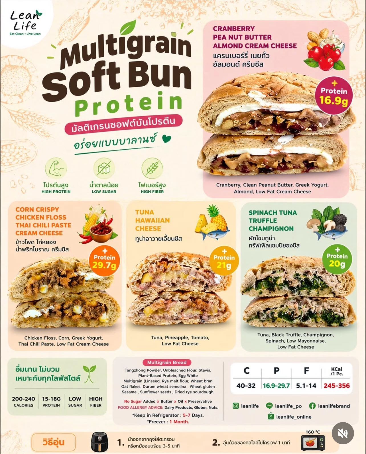 [TL06] [-18°C] Lean Life Protein Multigrain Soft Bun