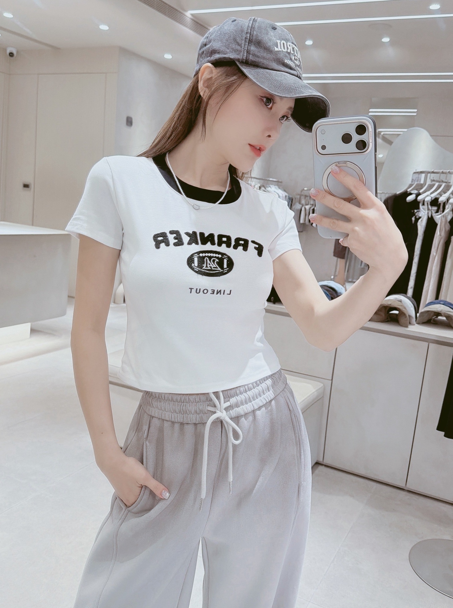 滾邊絨布橄欖球24棉質上衣