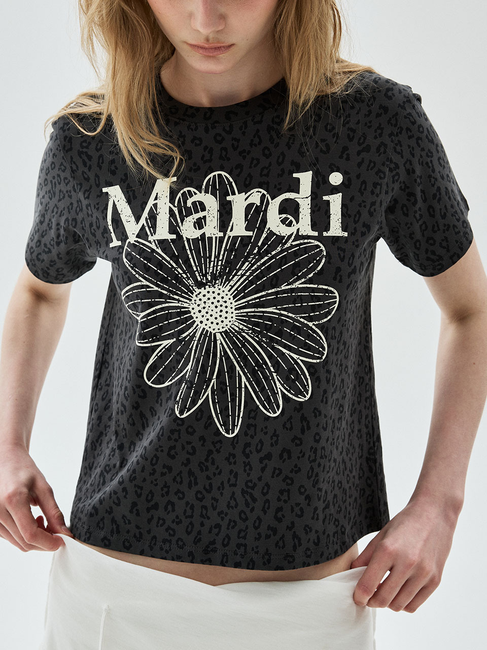 Mardi Mercredi SLIM TSHIRT LEOPARD FLOWERMARDI CRACKED