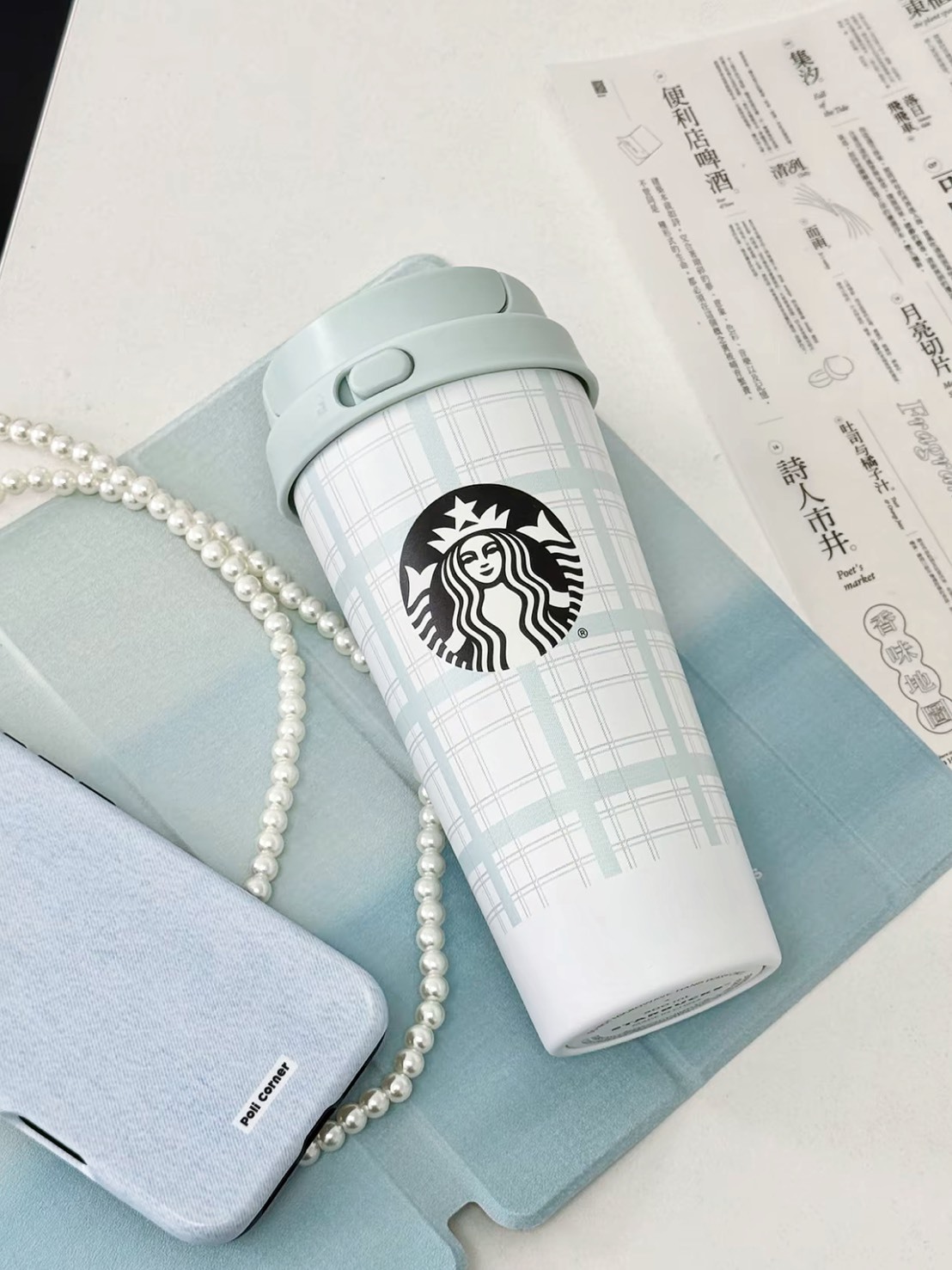 國外限定 最新上市 STARBUCKS 星巴克 格紋薄荷 不鏽鋼保溫杯500ml