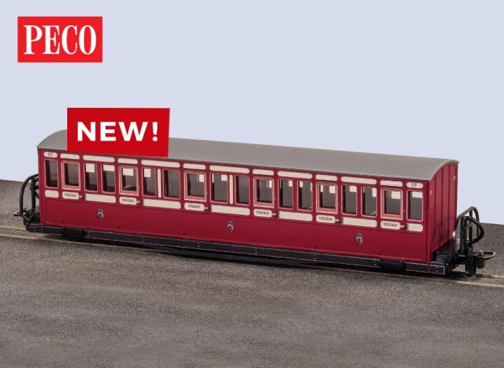 Peco GR-602A OO9規 FR 短款「弓形側板客車」客車 - 紅白相間 17 號