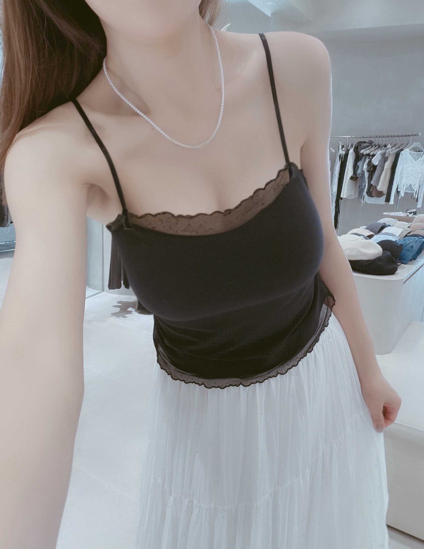 拼接透紗冰絲罩杯背心 8776