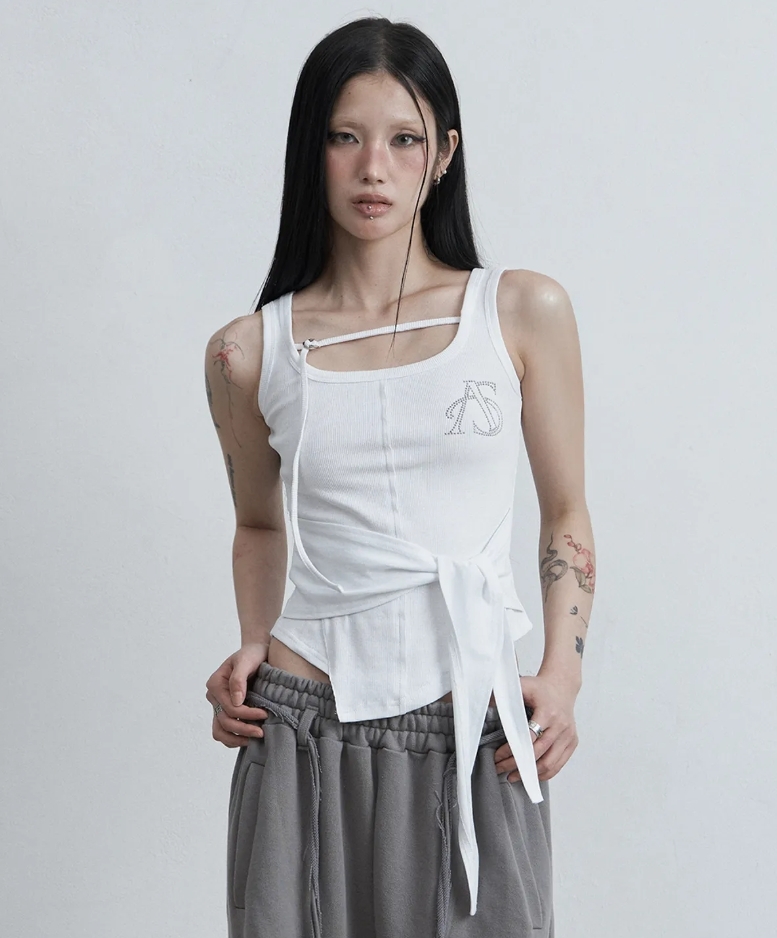 （預購）AS YOU ARE  Wrap Tide 線條綁帶無袖背心 AS26SMTOP10