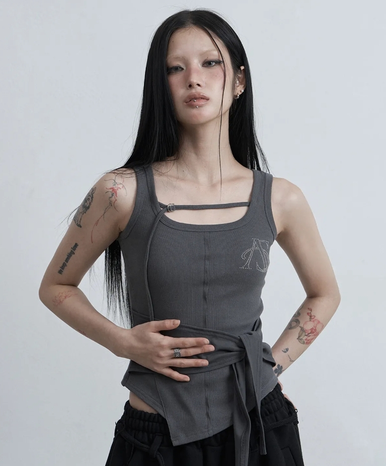 （預購）AS YOU ARE  Wrap Tide 線條綁帶無袖背心 AS26SMTOP10