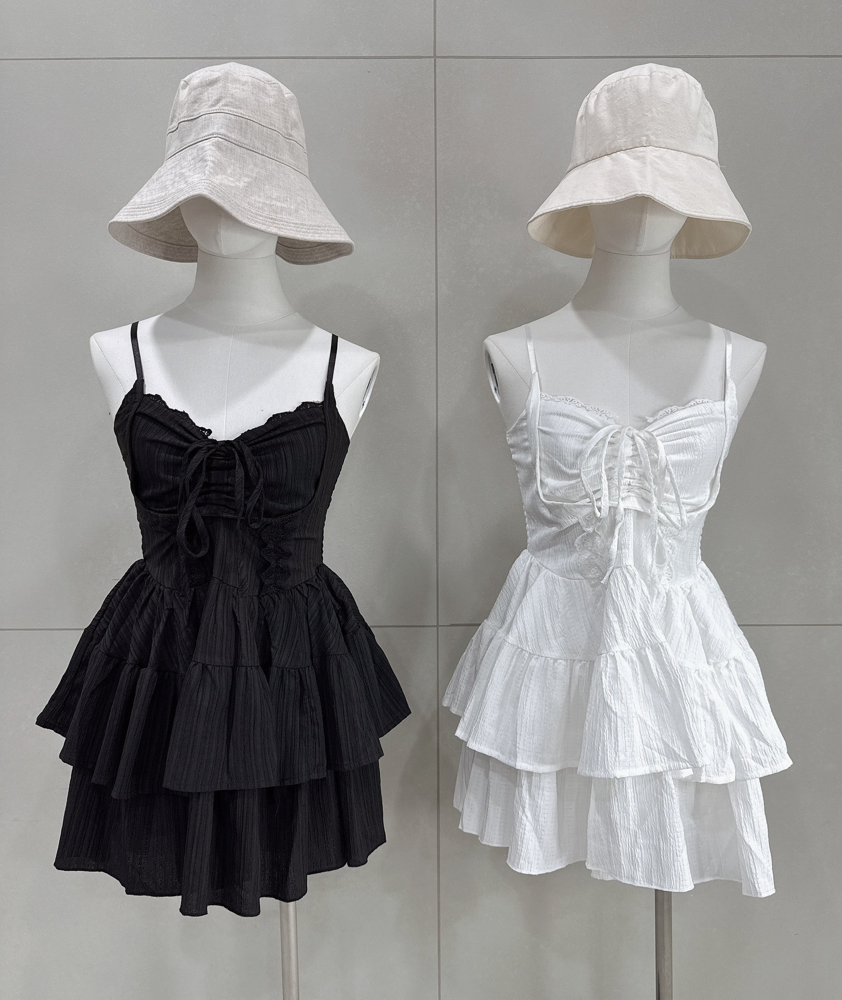 細肩前綁U造型蛋糕短洋