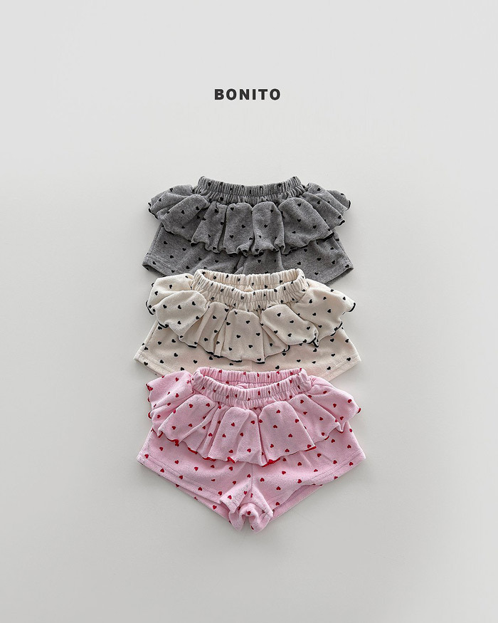 正韓夏Bonito 嫩嬰/小童三色甜美愛心花邊短褲