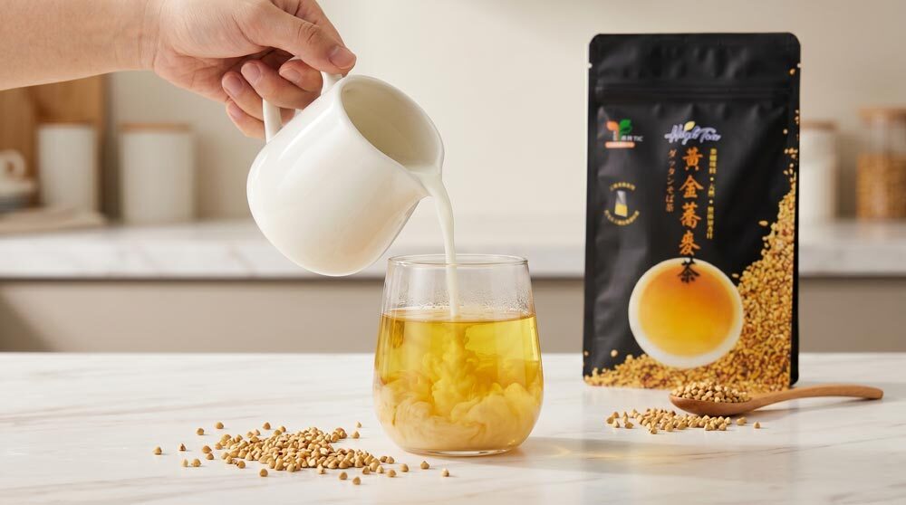 黃金蕎麥拿鐵製作過程