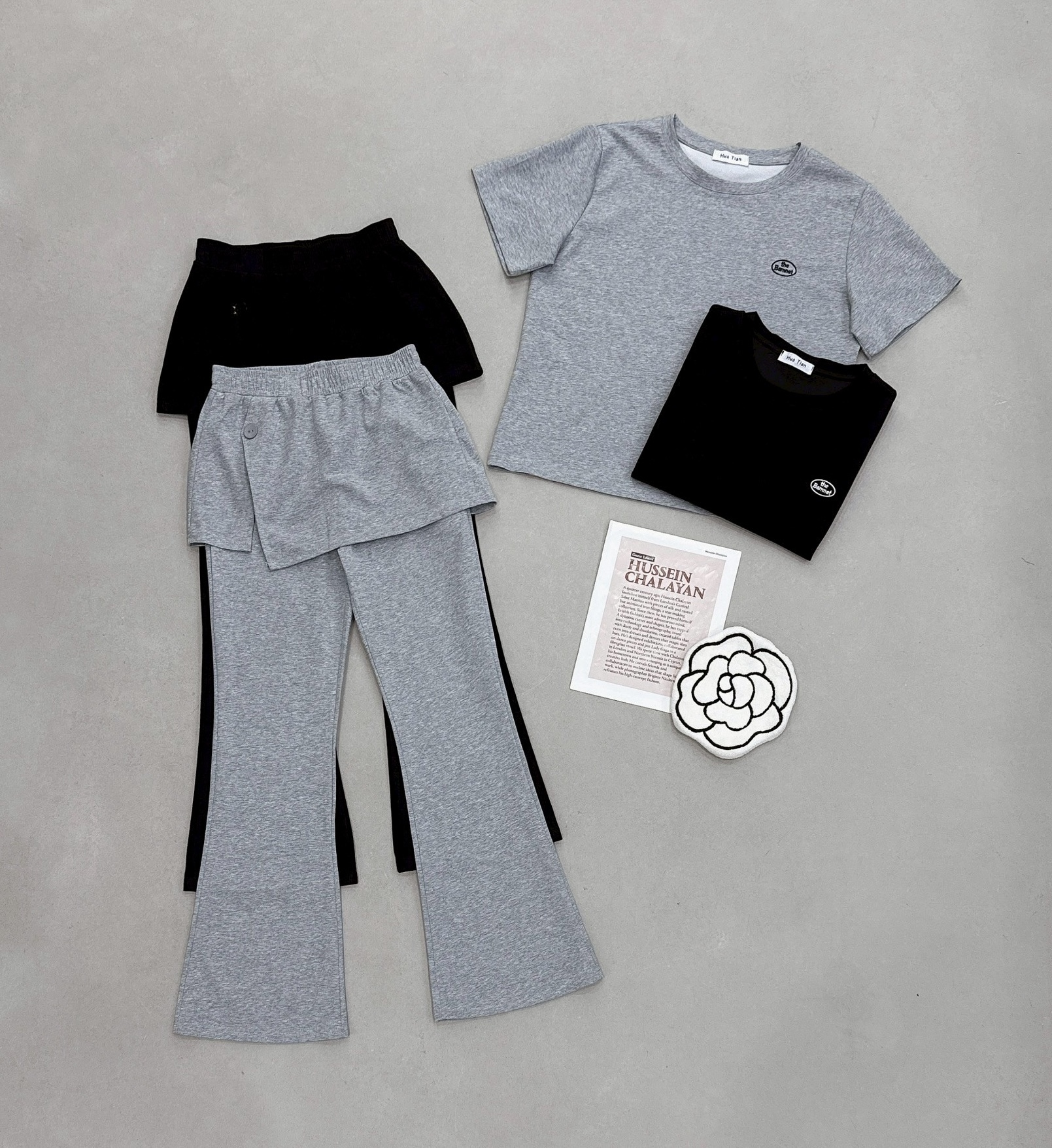 圈圈字棉質衣+腰簾喇叭褲