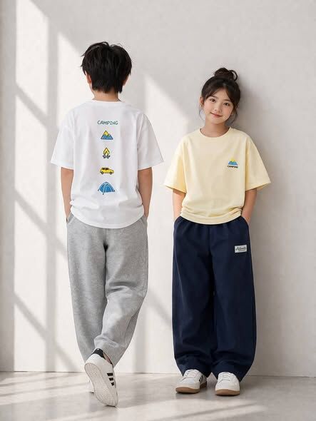 夏季山系露營風休閒短袖T(前簡約後圖)