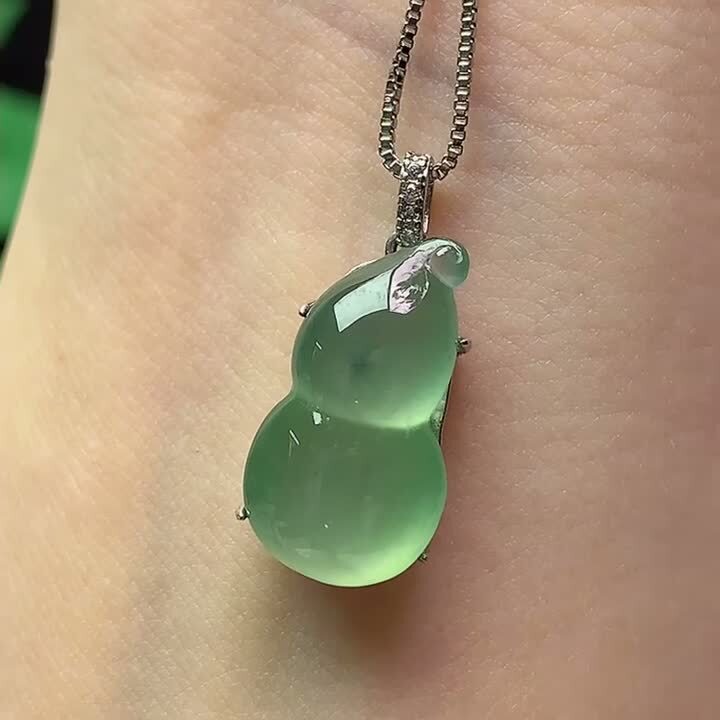 翡翠冰晴水起光葫蘆,天然翡翠A玉, 緬甸玉, Jade, Jadeite