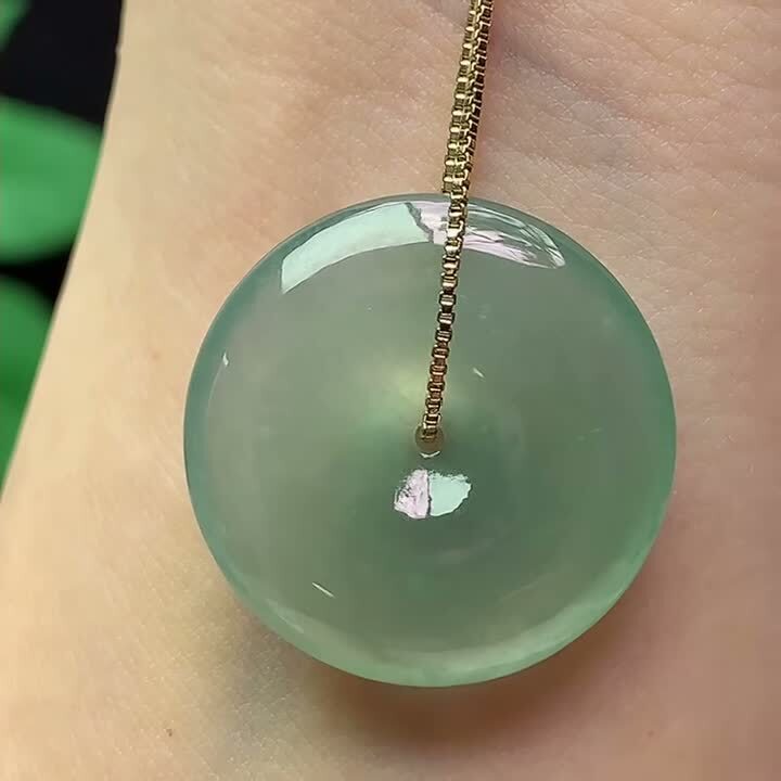翡翠冰晴底平安扣 (25.1mm直徑),天然翡翠A玉, 緬甸玉, Jade, Jadeite