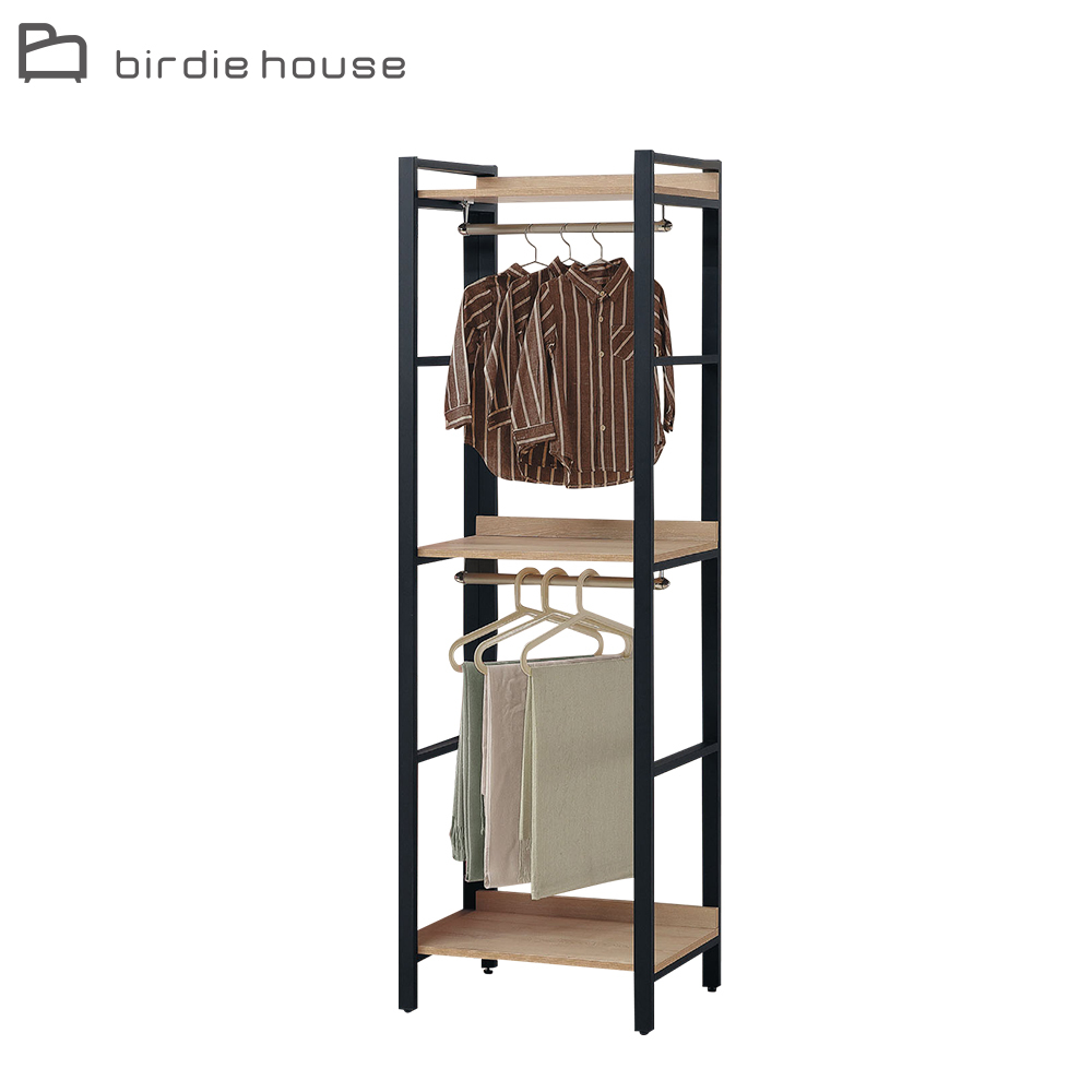 柏蒂家居-席恩工業風2尺開放式衣櫃/衣櫥/收納櫃-雙吊桿
