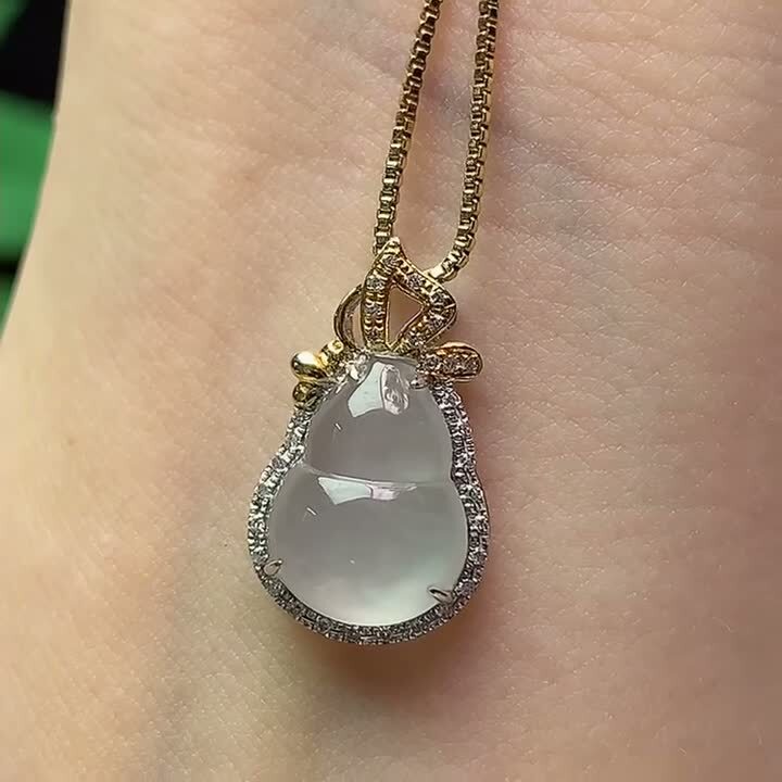 翡翠冰種起光葫蘆,天然翡翠A玉, 緬甸玉, Jade, Jadeite