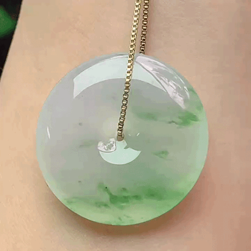 410354 翡翠老坑冰飄花平安扣 (27.7mm直徑)