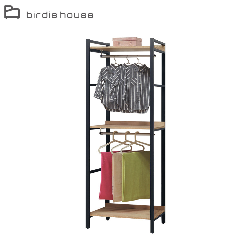 柏蒂家居-席恩工業風2.7尺開放式衣櫃/衣櫥/收納櫃-雙吊桿