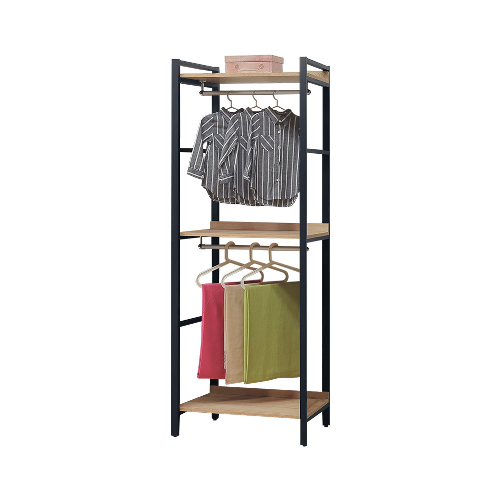 柏蒂家居-席恩工業風2.7尺開放式衣櫃/衣櫥/收納櫃-雙吊桿