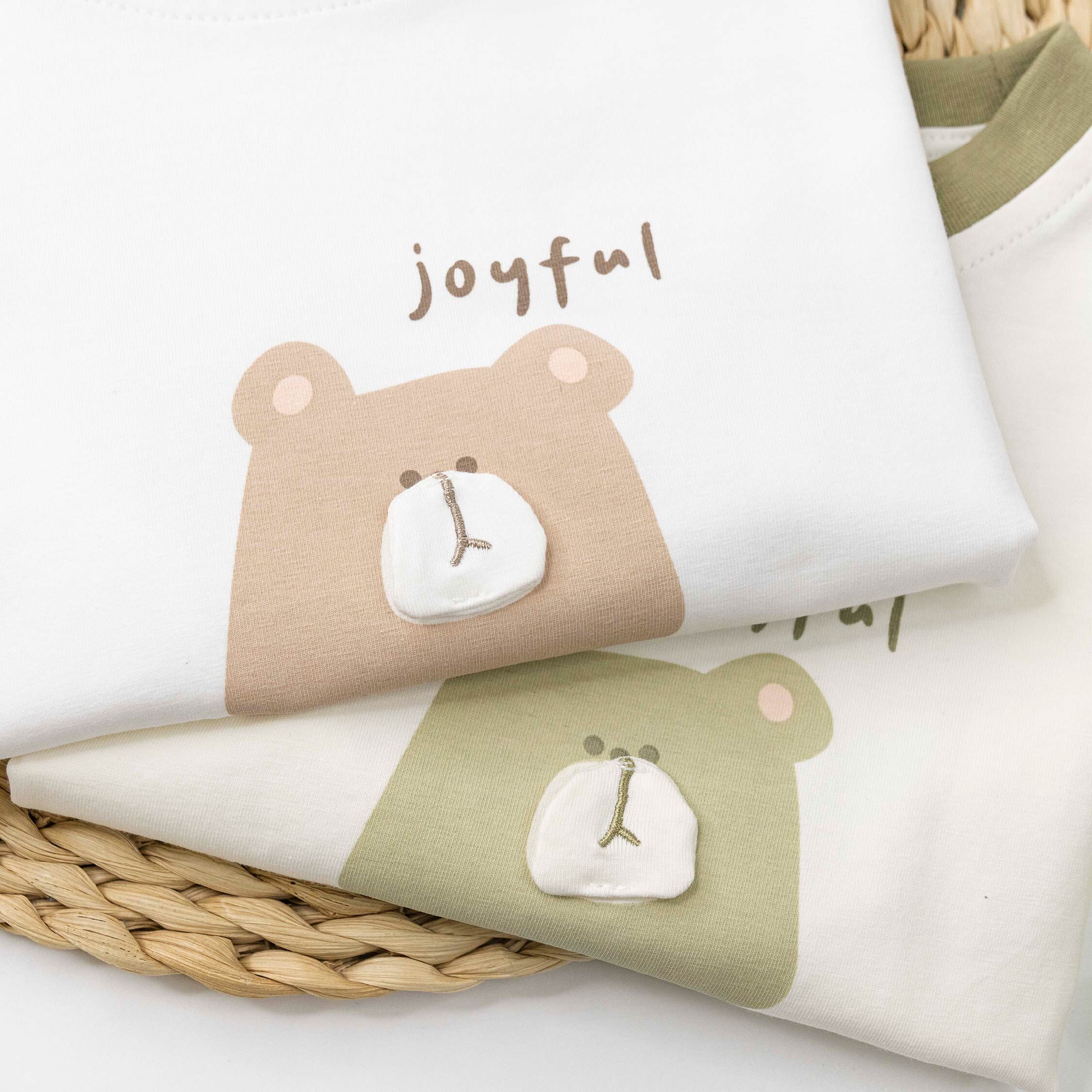 呆萌熊熊拼接袖上衣＊二色 (H60040)