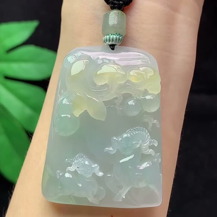翡翠冰黃翡羊牌,天然翡翠A玉, 緬甸玉, Jade, Jadeite