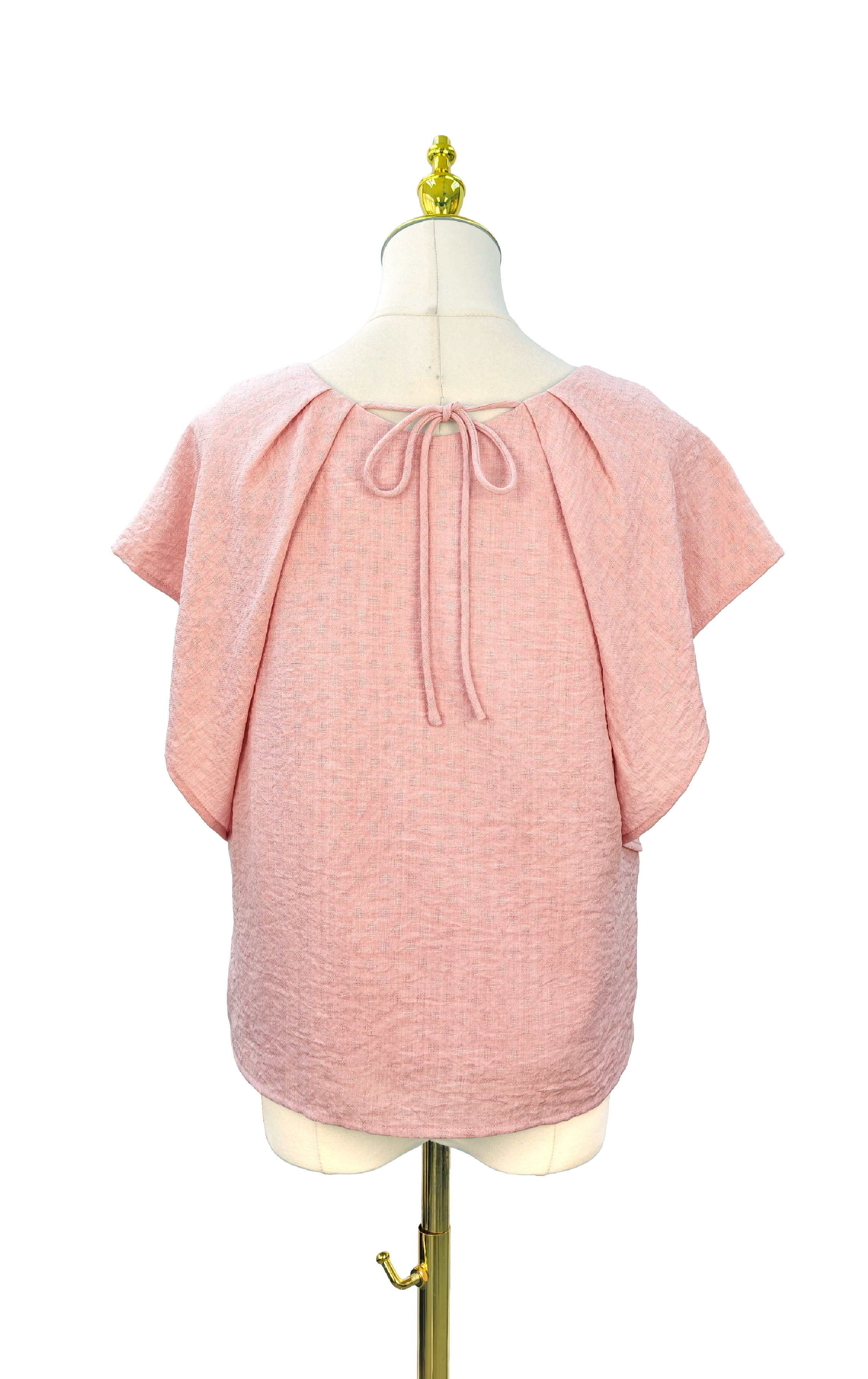 Crew Neck Pleated Drop Shoulder Top SH0405