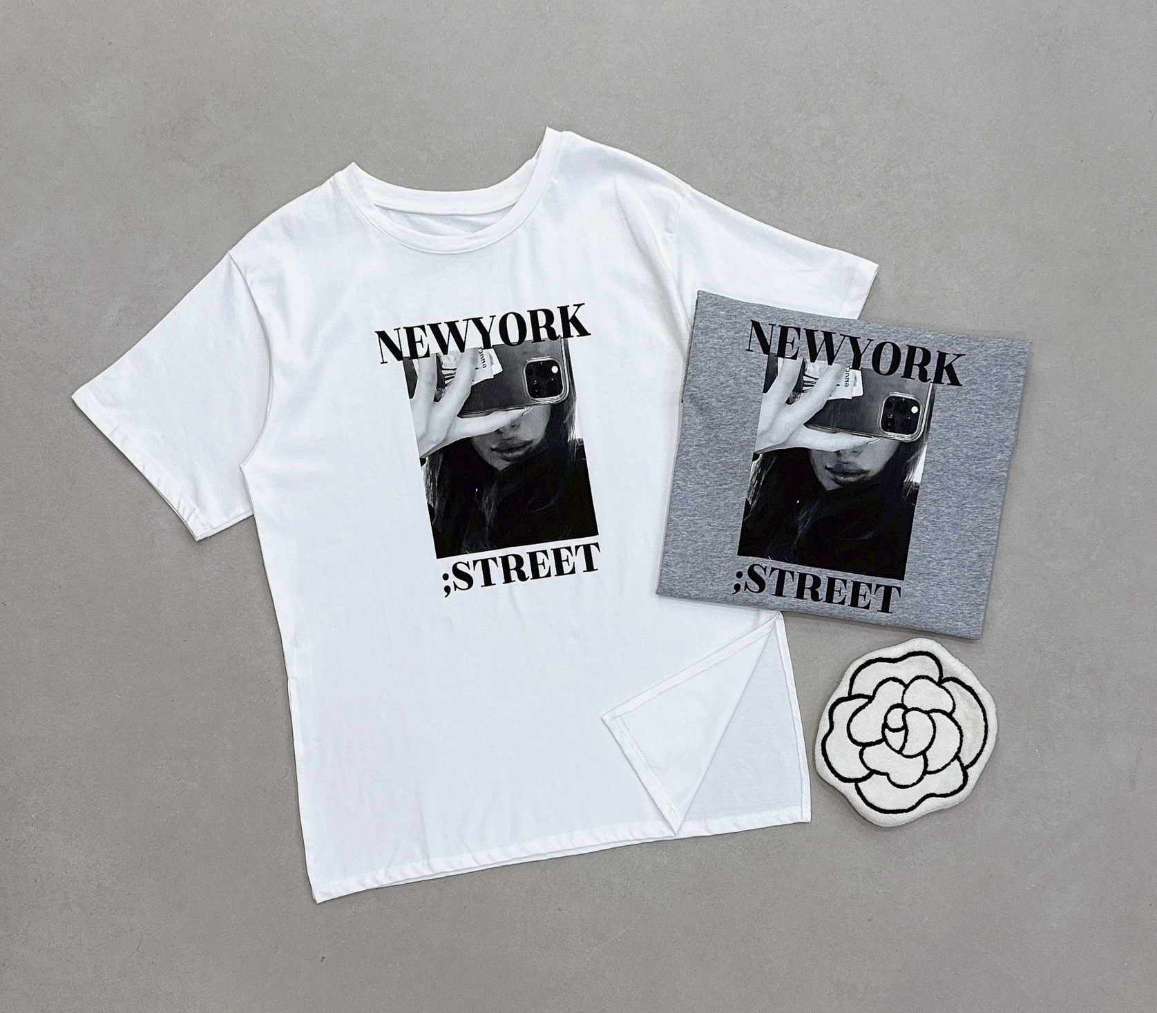 手機人像NEWYORK側開岔棉質衣