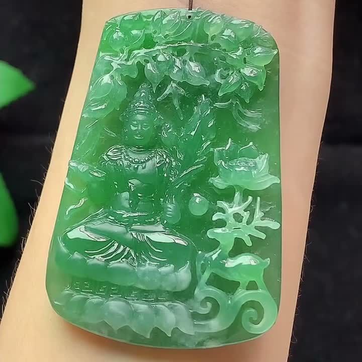 翡翠冰綠虛空藏菩薩,天然翡翠A玉, 緬甸玉, Jade, Jadeite