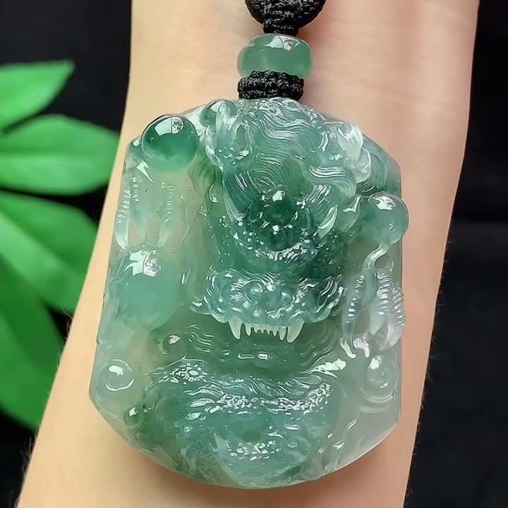 翡翠飄花龍牌,天然翡翠A玉, 緬甸玉, Jade, Jadeite