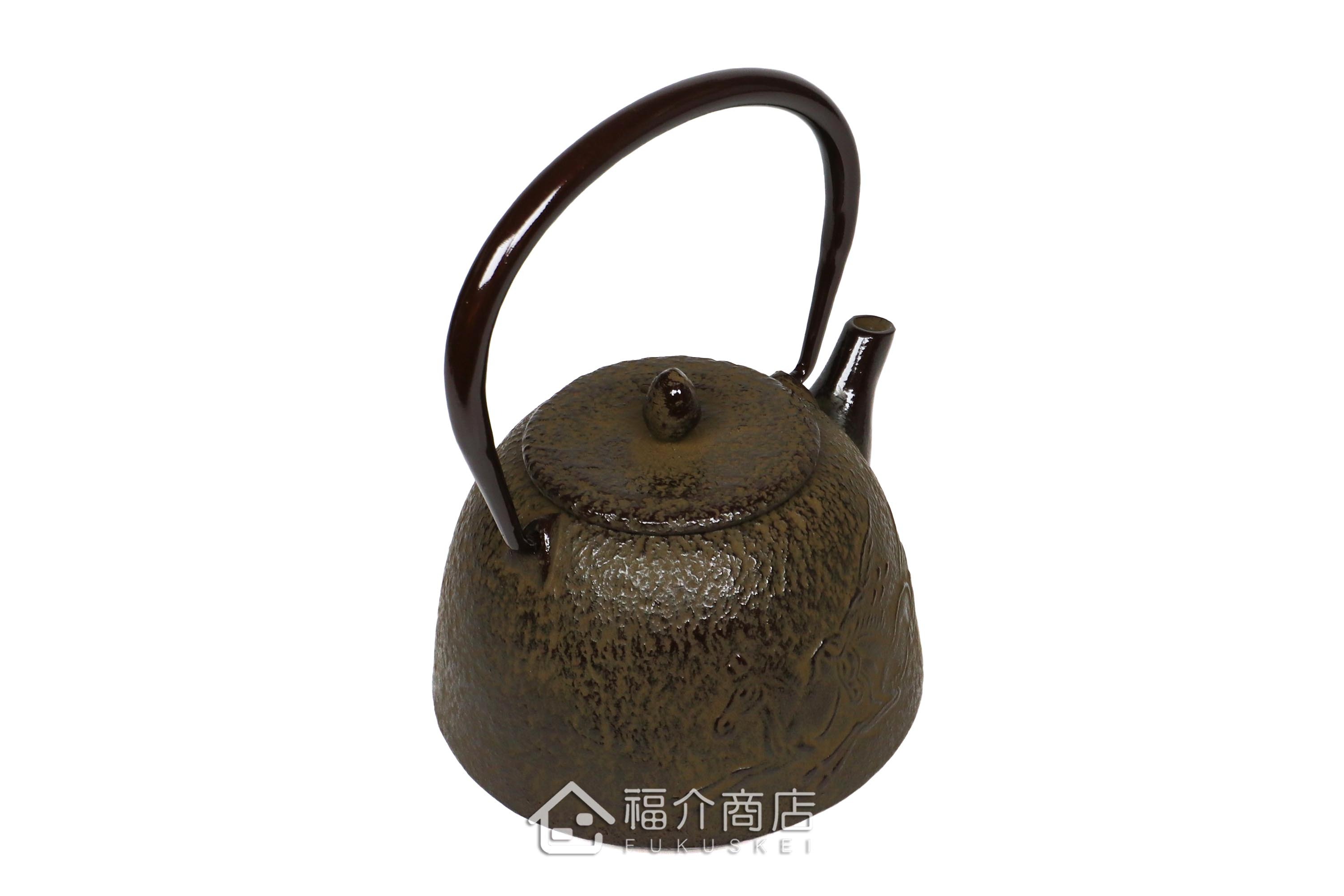 岩戶鑄工所製作的日本泡茶壺,茶色的馬紋樣造型壺身