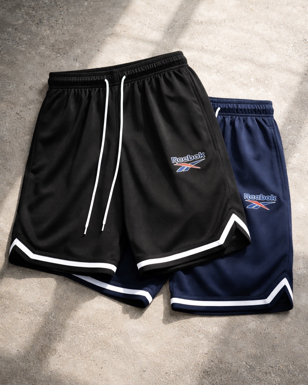 #預購 Reebok 美式復古 Cleanfit 輕薄透氣網眼 抽繩籃球褲 休閒短褲 兩色