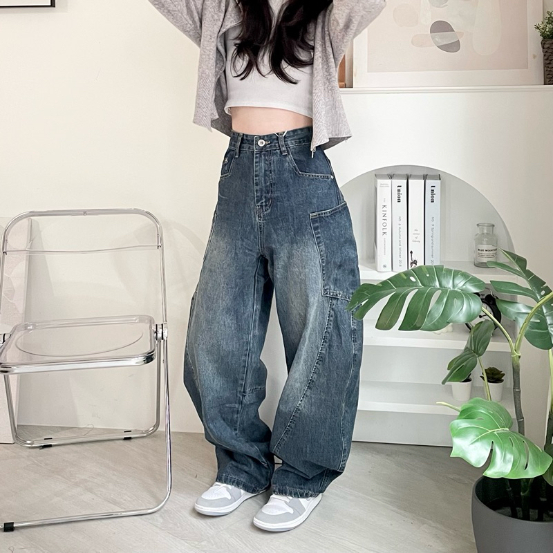 厚磅彎刀褲 美式刷舊牛仔褲  843