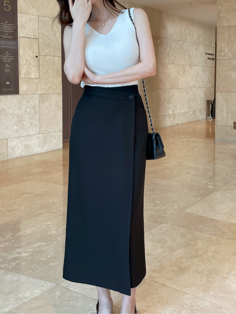 Luna 高腰側扣裹式長裙  [ 3色 / S,M]