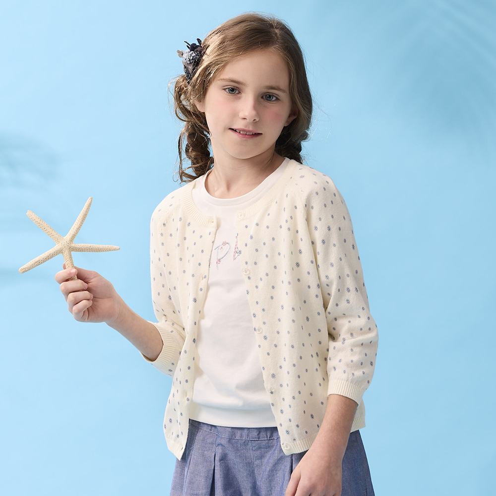 PIPPY  滿版點點氣質線衫外套 米白