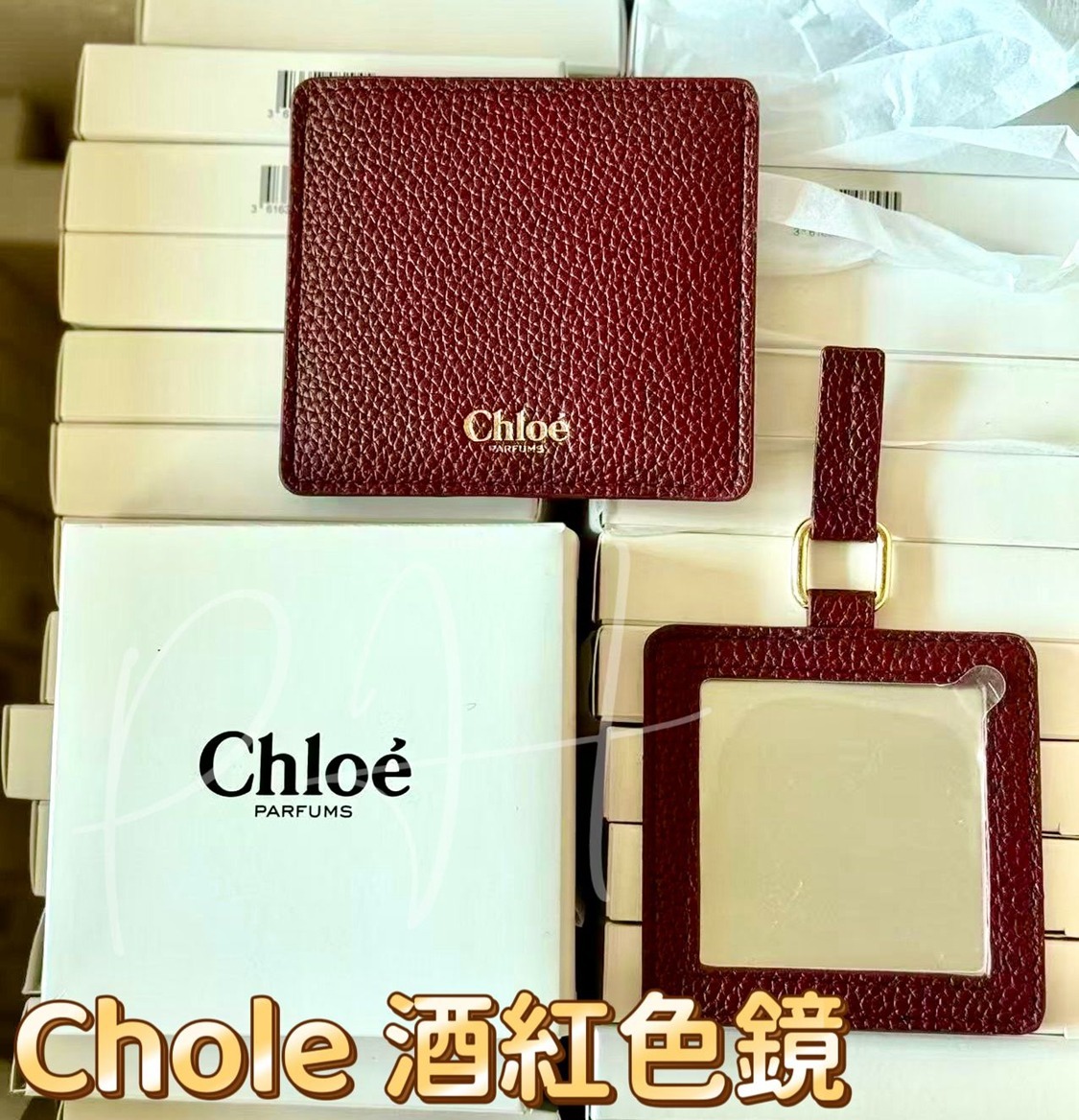 【現貨】Chloe 酒紅色皮革鏡Chole 專櫃
