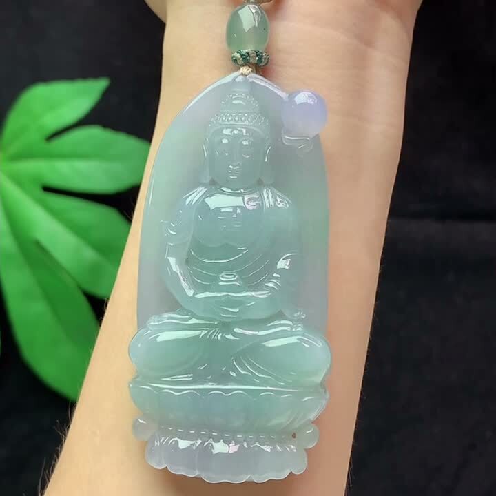 翡翠藍綠大日如來,天然翡翠A玉, 緬甸玉, Jade, Jadeite