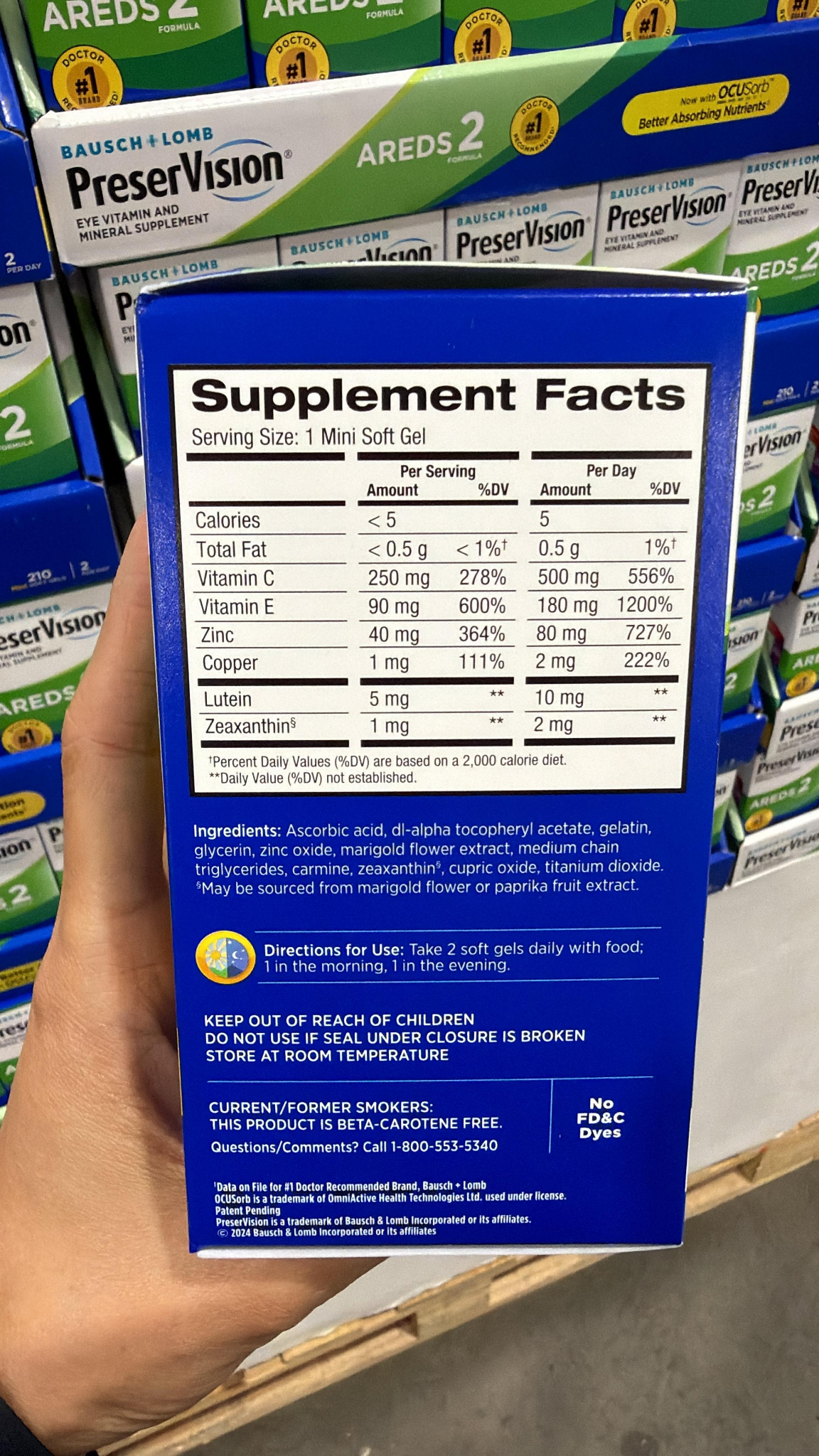 YN006 博士倫 第二代升級配方葉黃素+玉米黃素+維他命C+E 210粒膠囊 EXP: 11.2027