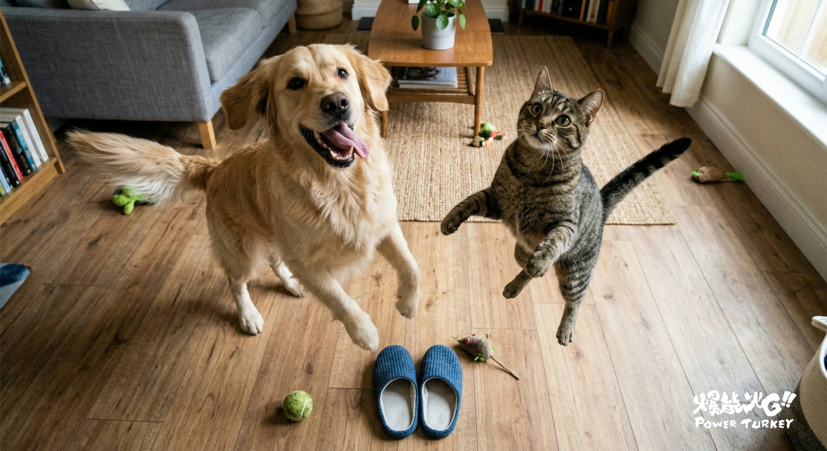 貓狗期待火雞的雀躍和興奮_爆能火G_趕食髦