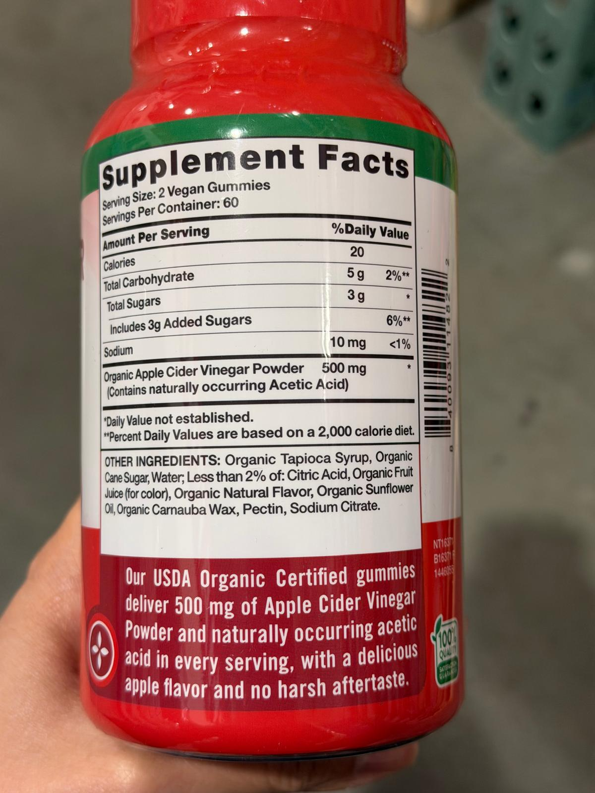 YN010 Nature's Truth 有機蘋果醋軟糖 120粒 EXP: 07.2027