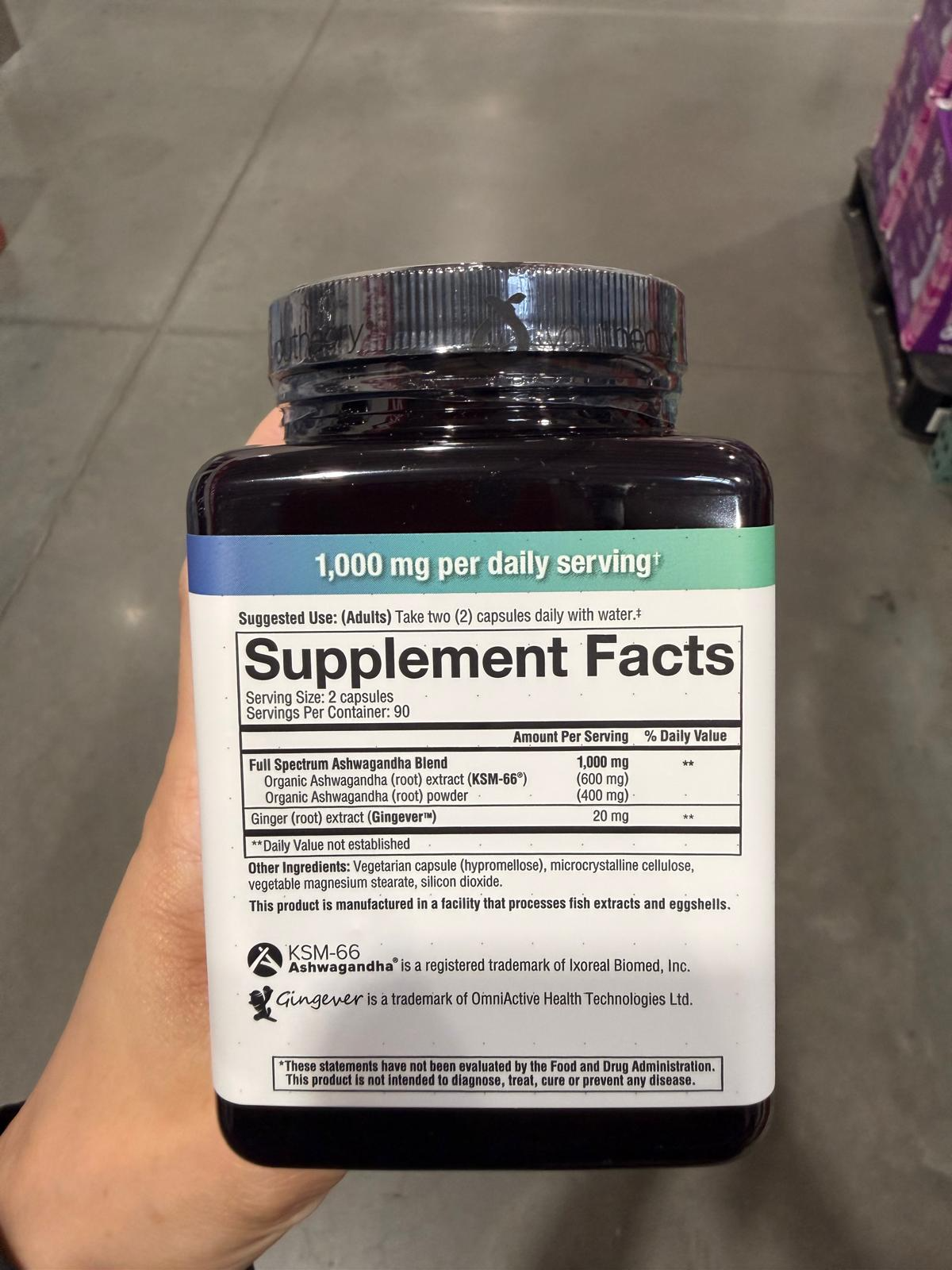 YN012 Youtheory 南非醉茄 (印度人蔘) 1,000毫克 180粒 EXP: 12.2027