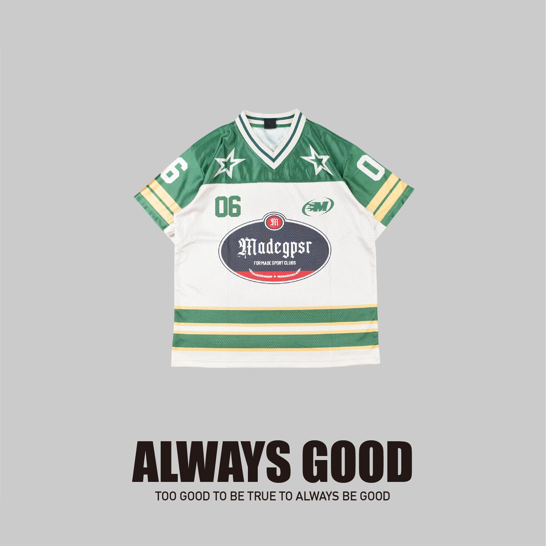 『Always_Good』網眼 印花 撞色 字母 球衣