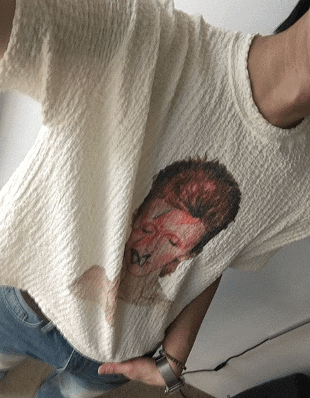 爆米花人像短款T恤