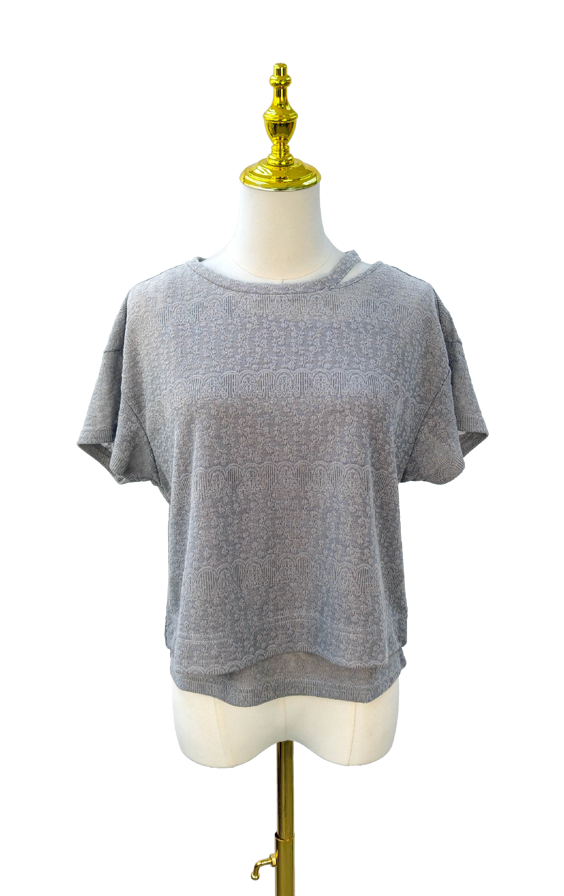 Textured Jacquard Lace Knit Top TS0201