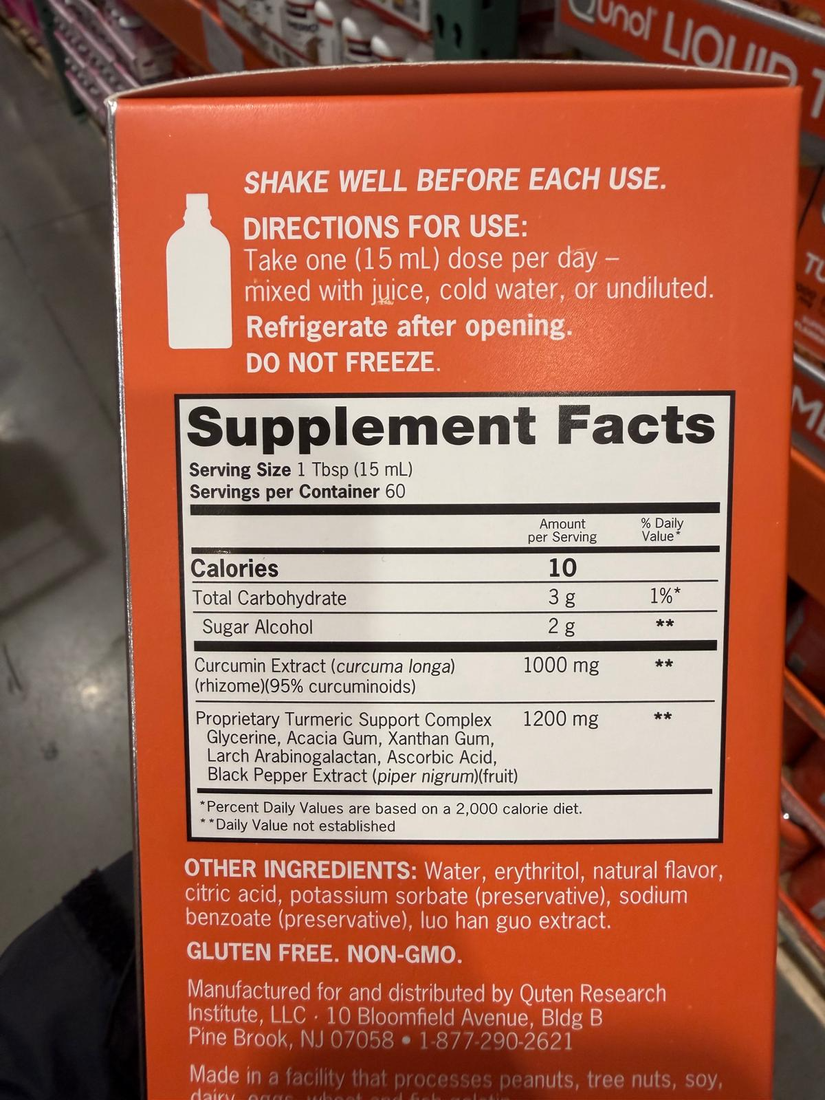 YN025 Qunol 液體薑黃素(Liquid Turmeric) 1000 毫克 900ML EXP: 10.2027