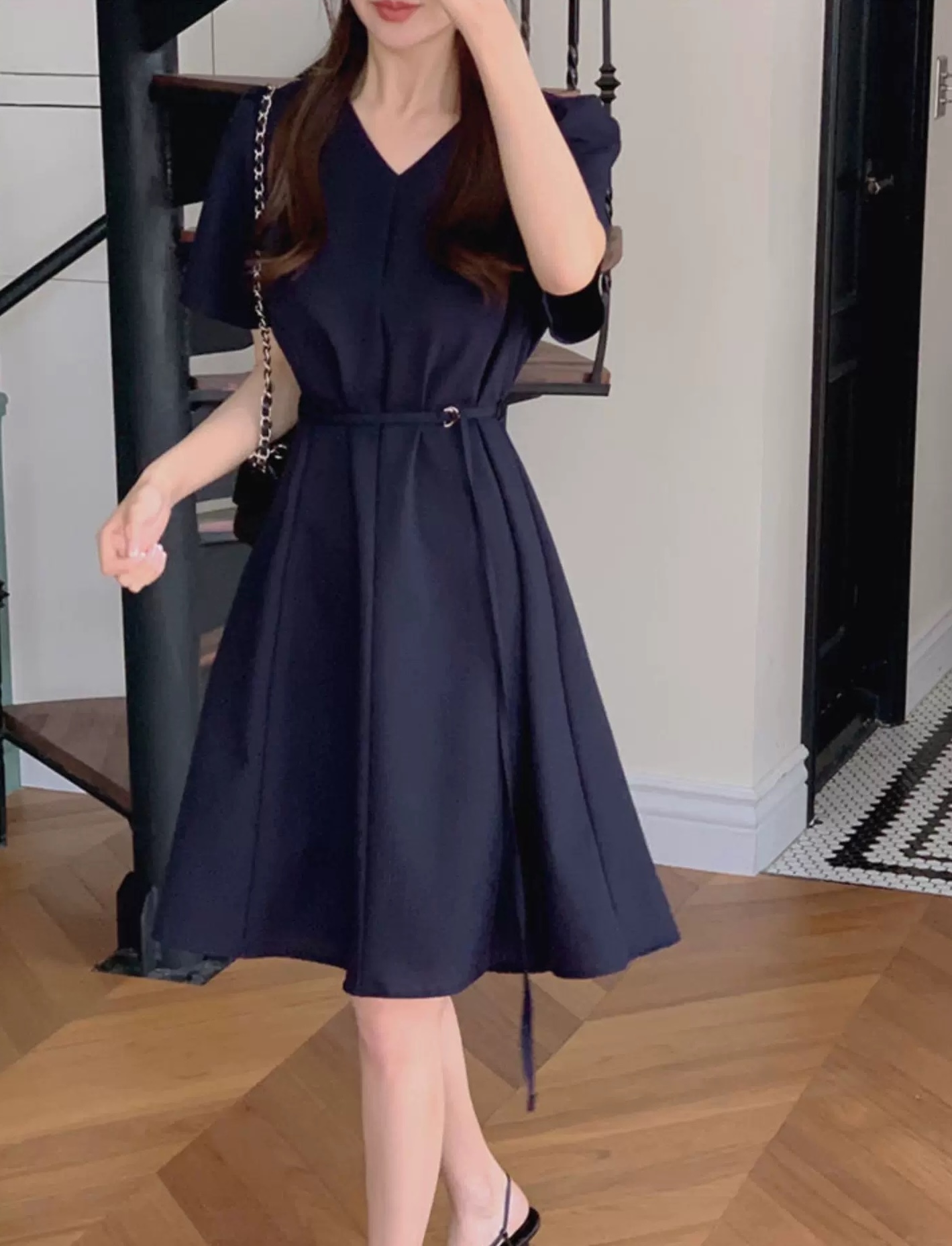 Monica 知性簡約綁帶洋裝 [ 3色 / Free]