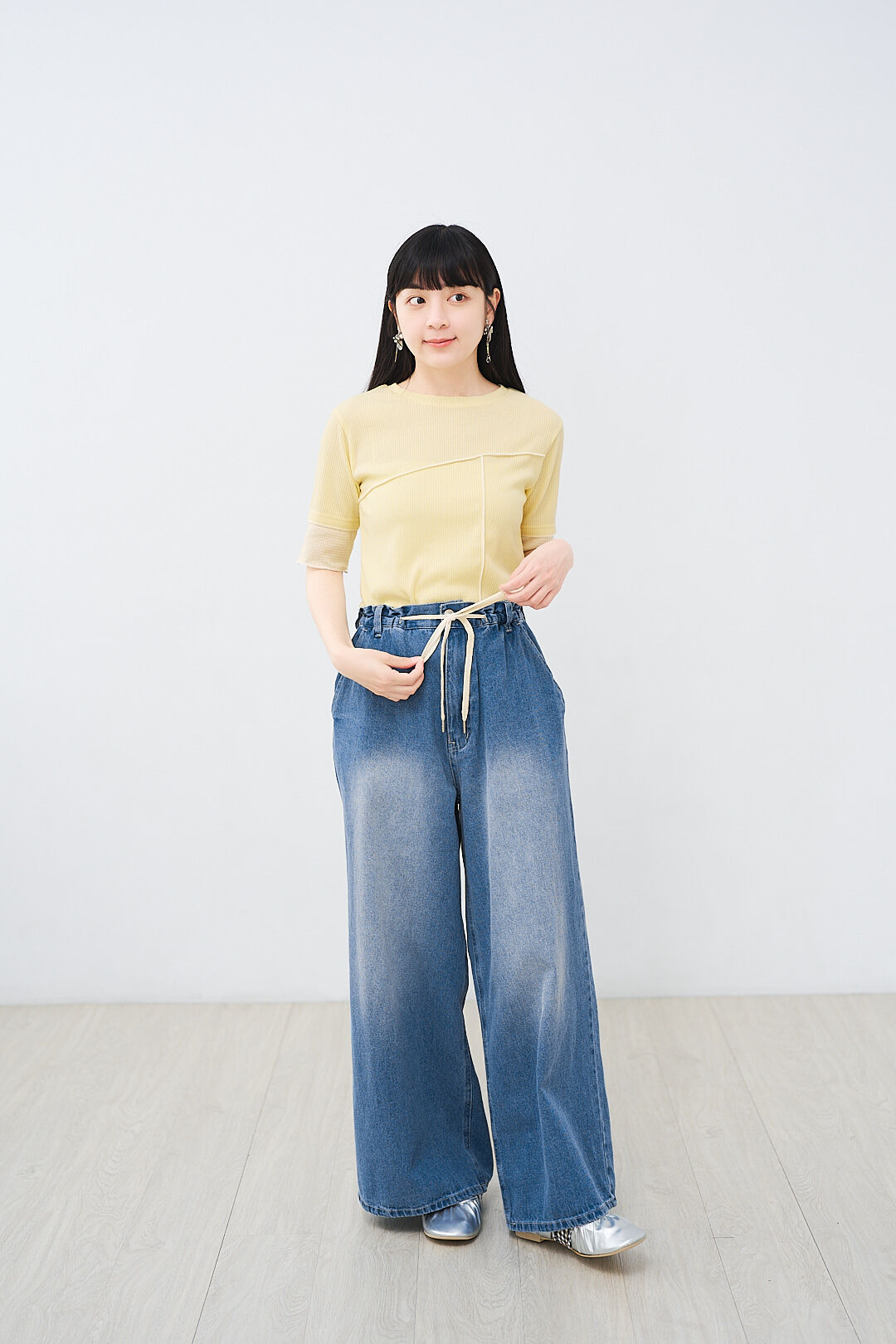 (限量)追憶似水年華！10oz抽繩牛仔寬褲(兩色-水洗藍)