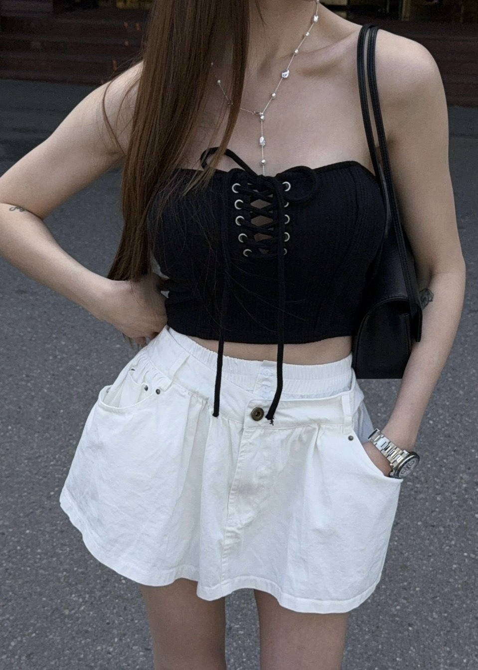 雙層褲頭低腰褲裙