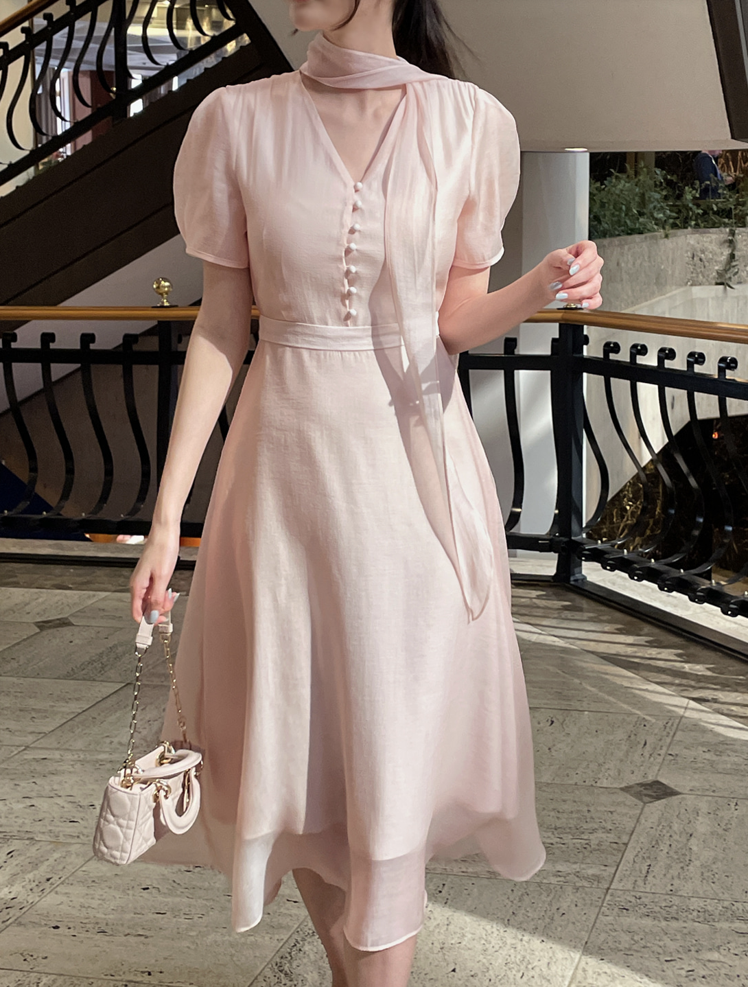 Nadia 浪漫雪紡絲帶洋裝 [ 3色 / S,M]