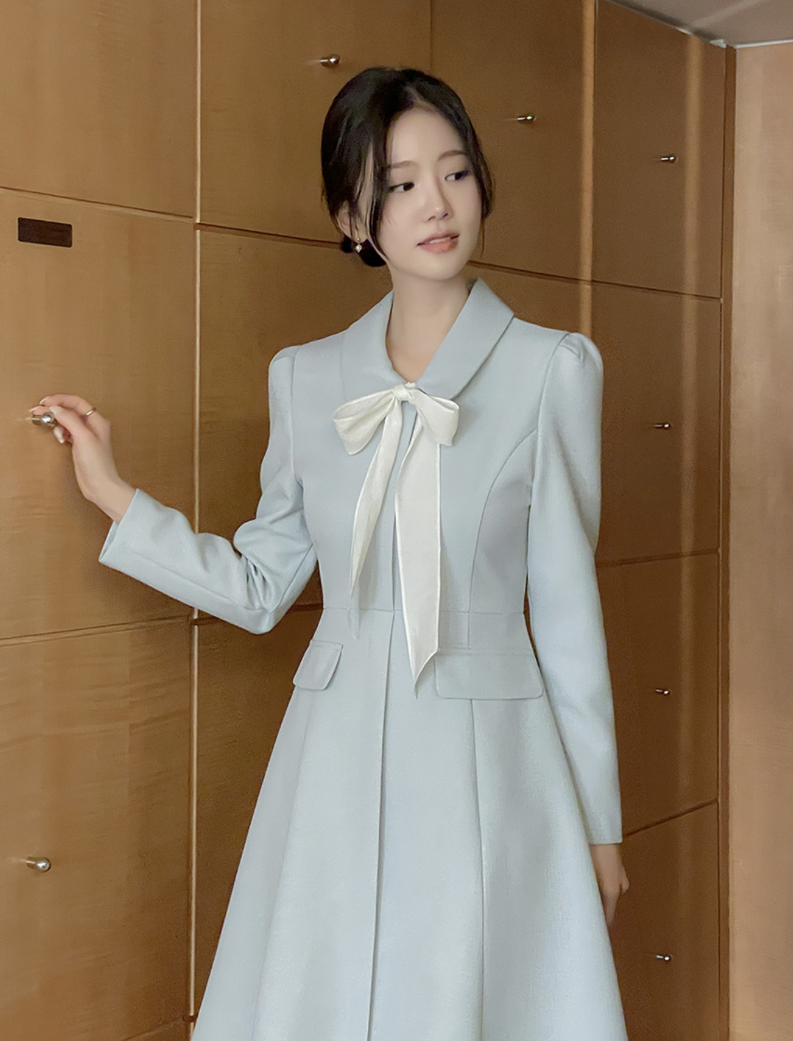 Ophelia 優雅蝴蝶結收腰洋裝 [ 3色 / S,M]