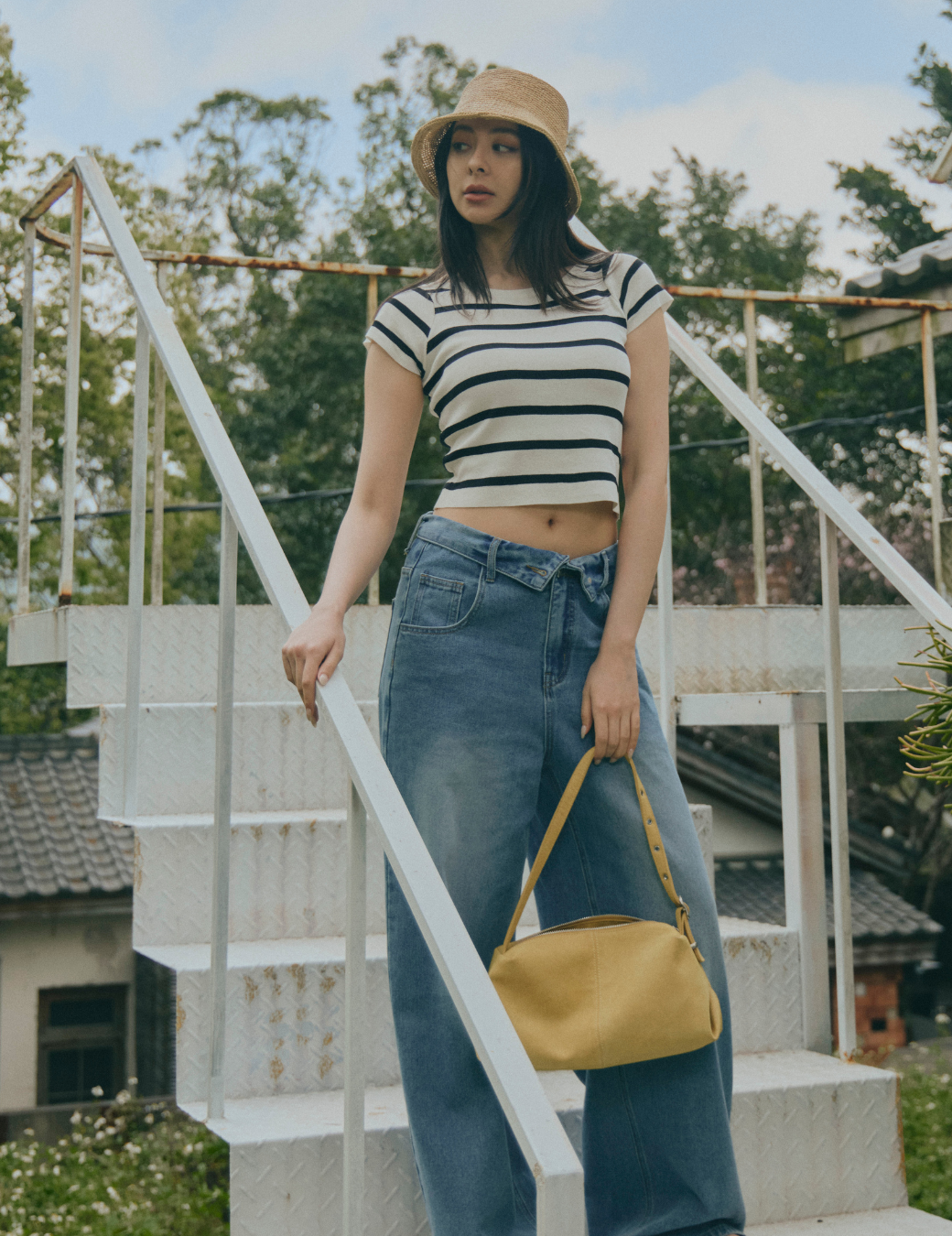 條紋船領百搭上衣（2尺寸）