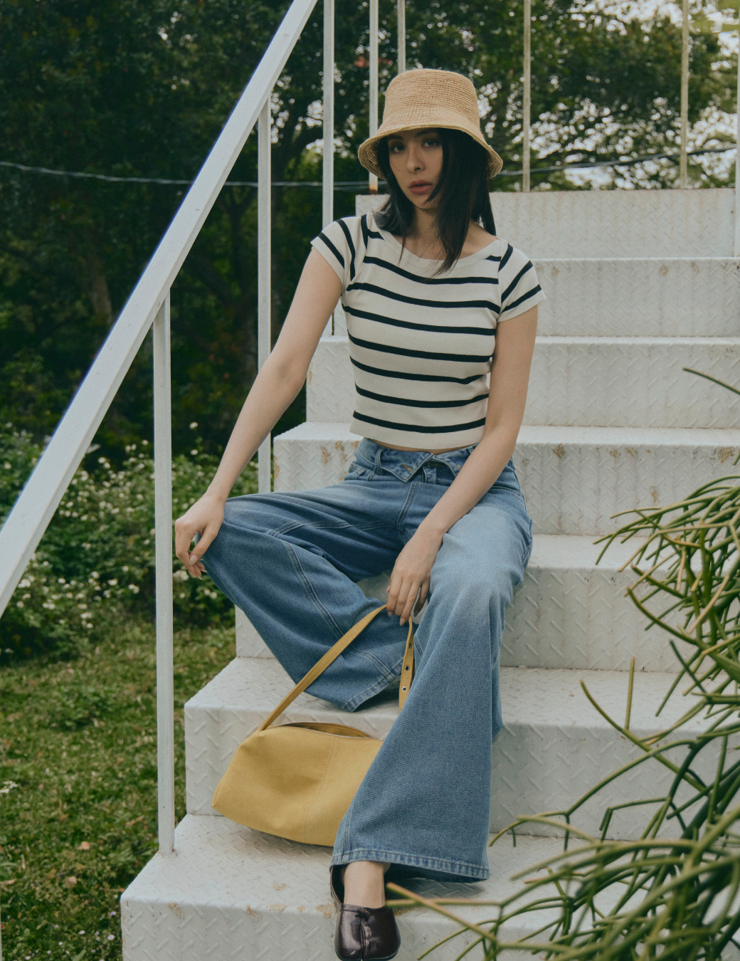 條紋船領百搭上衣（2尺寸）