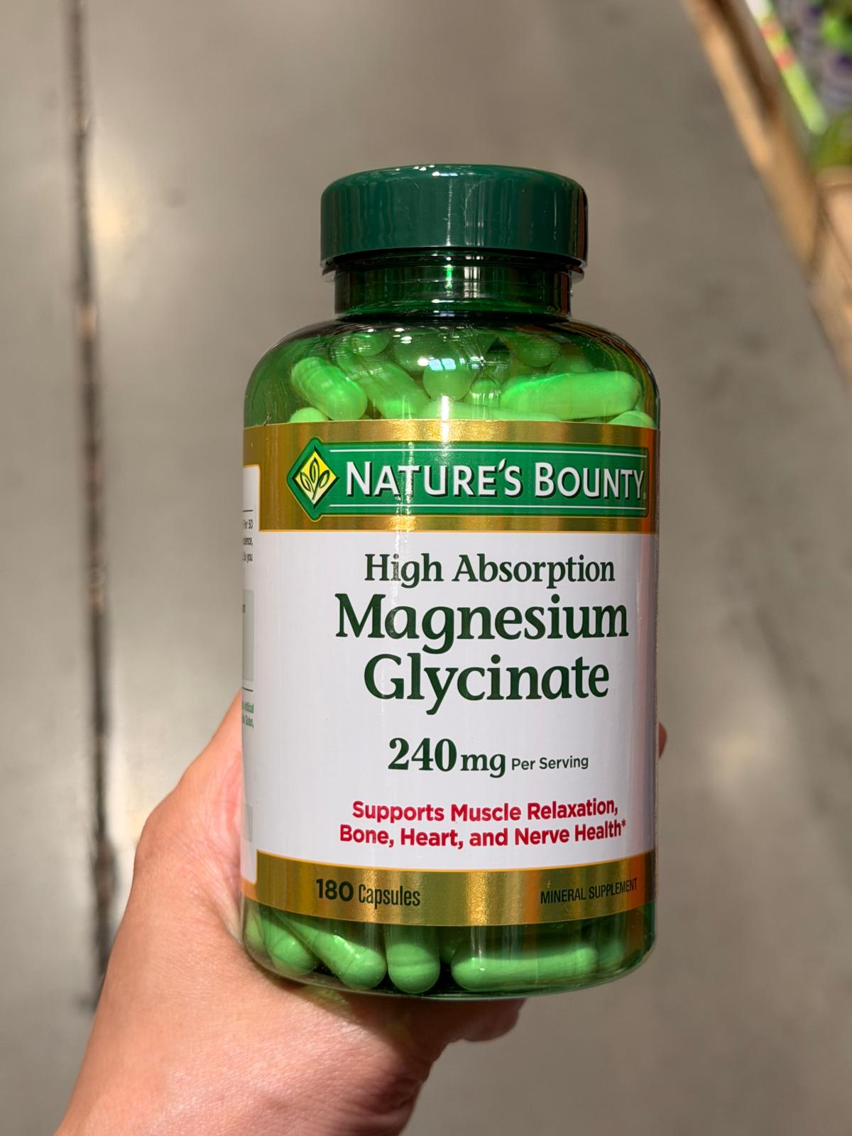 YN040 Nature's Bounty 高吸收甘氨酸鎂膠囊 180粒 EXP: 11.2028