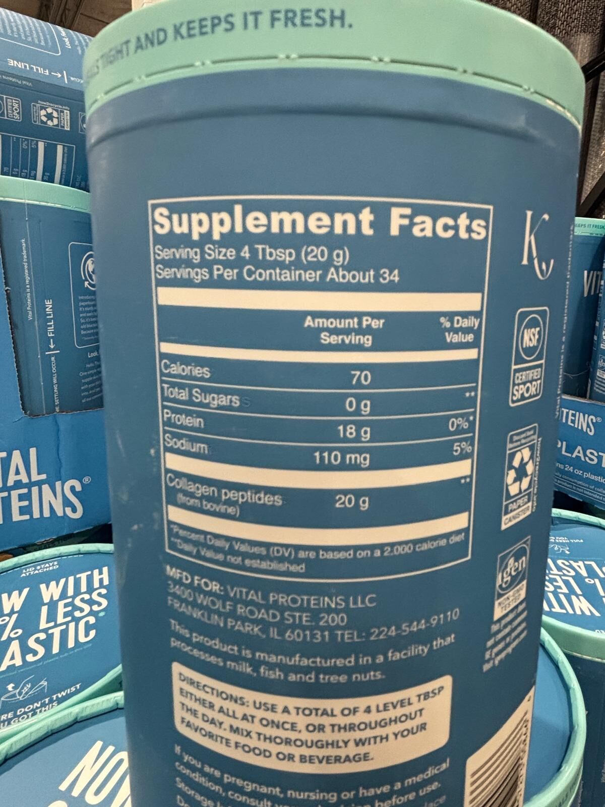 YN115 Vital Proteins 膠原蛋白胜肽 24OZ EXP: 01.2029